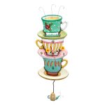 Allen Designs P1502 Spot of Tea Stacked Cups Pendulum Wall Clock 18"