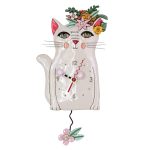 Allen Designs P1993 Pretty Kitty White Pendulum Wall Clock 14"