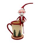 Lori Mitchell 15528 Cocoa & Cookies Santa Figurine 8"