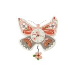 Allen Designs 6016186 Luna The Pink Butterfly Pendulum Wall Clock