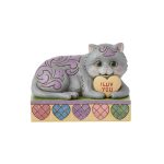Jim Shore 6016437 Cat Lying Down Holding "I Luv You" Message Figurine 3.25" H