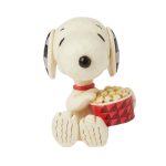 Jim Shore Peanuts 6016278 Mini Snoopy W/ Bowl Of Popcorn Figurine 2.75"