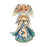 Jim Shore Heartwood Creek 6016522 Angel Holding Shell Figurine 7.87"