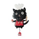 Allen Designs 6016851 Cat Wearing Chef Hat Sugar Paws  Pendulum Wall Clock 12.6"
