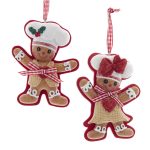 Kurt Adler H5910 Gingerbread Boy & Girl Flat Back H/O 3.5" 2 Asst.