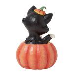 Jim Shore Disney Traditions 6016583 Figaro In Jack-O-Lantern Mini Figurine 4.13" - Image 2