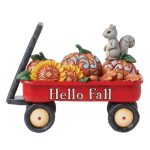 Jim Shore 6016634 Harvest Wagon W/Pumpkins & Squirrel Figurine 4.33"