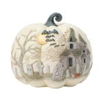 Jim Shore 6016636 Halloween Pumpkin with Bats Flying Figurine 8"