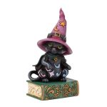 Jim Shore 6016645 Black Cat Sitting On Book Of Spells Pint Size Figurine 5.7"