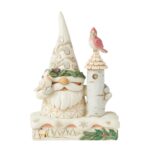 Jim Shore 6017176 White Woodland Gnome W/Birdhouse Figurine 6.22"
