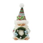 Jim Shore 6017287 Gnome W/Wreath Wearing A Fur Hat Figurine 7.48"