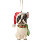 Jim Shore 6017527 French Dog Ornament W/ Santa Hat 3.5"